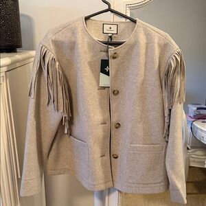 Tuckernuck Melange Gray Fringe Blazer